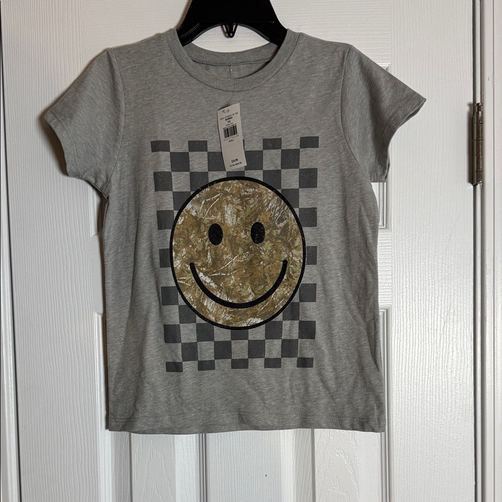 Buckle Gray Checkered Smiley Kids Tee